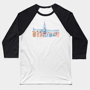 Grand Place, Brussels, Belgium. Watercolor doodle painting. Baseball T-Shirt